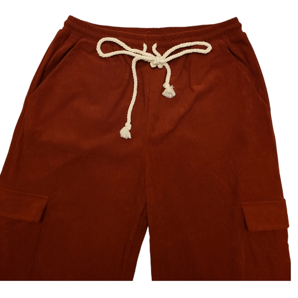 Ces Femme Corduroy Brown Elastic Waist Pants